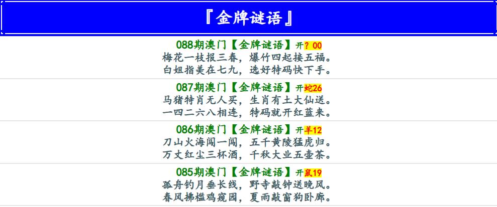 088期金牌谜语[图]